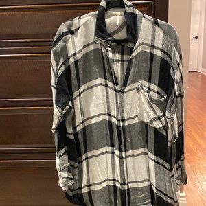 Free People oversized black and white button down